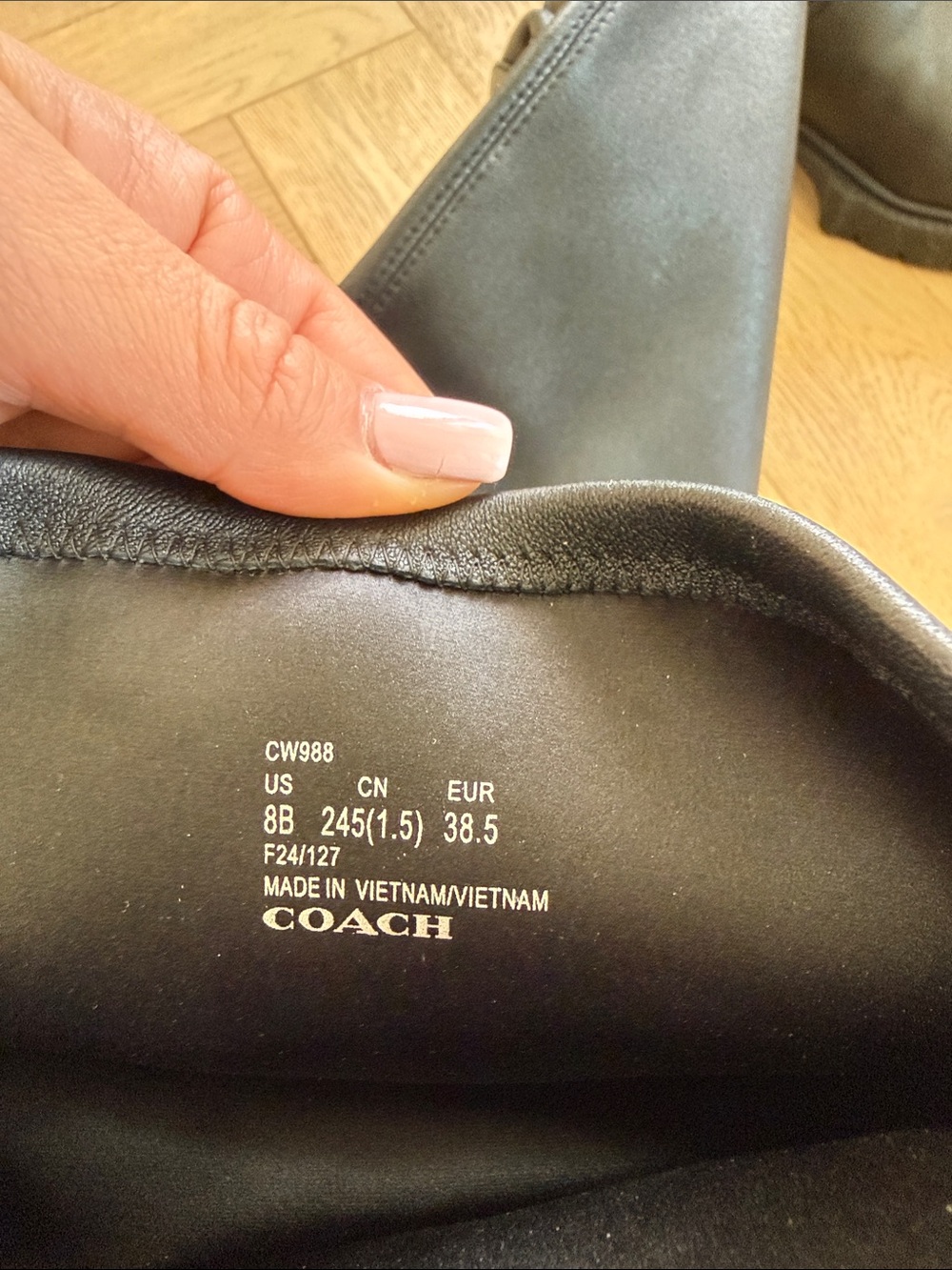 Coach Black Leather Over-the-Knee Lug-Sole Boots - Picture 7 of 7